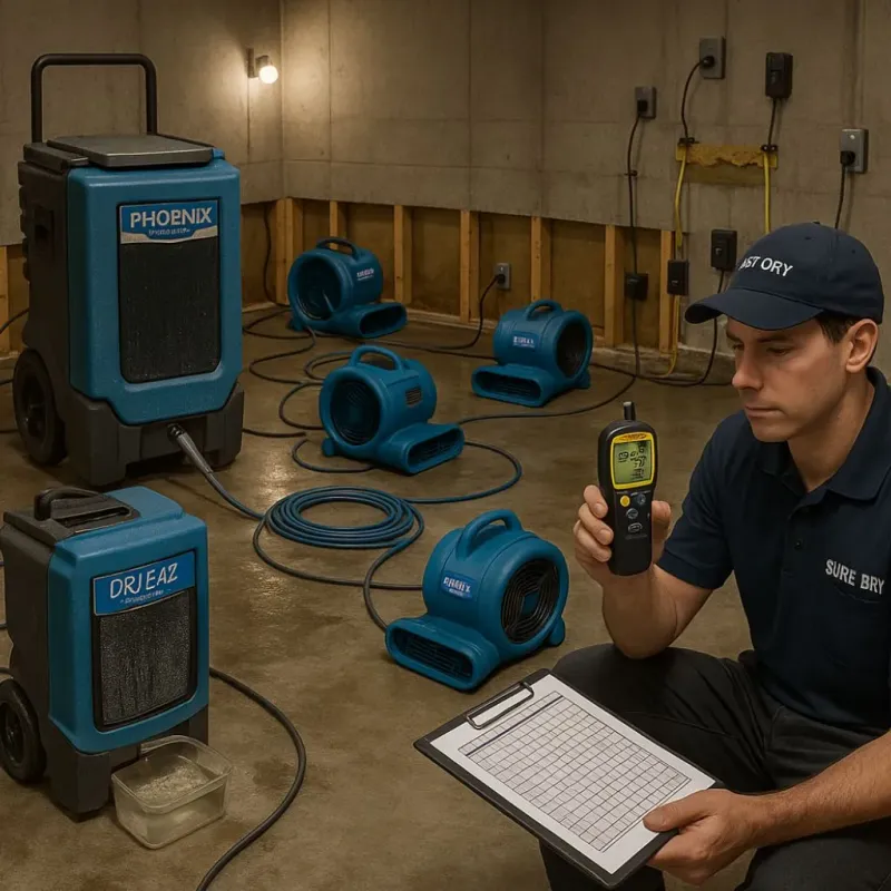 Structural Drying and Dehumidification process in Gassville, AR